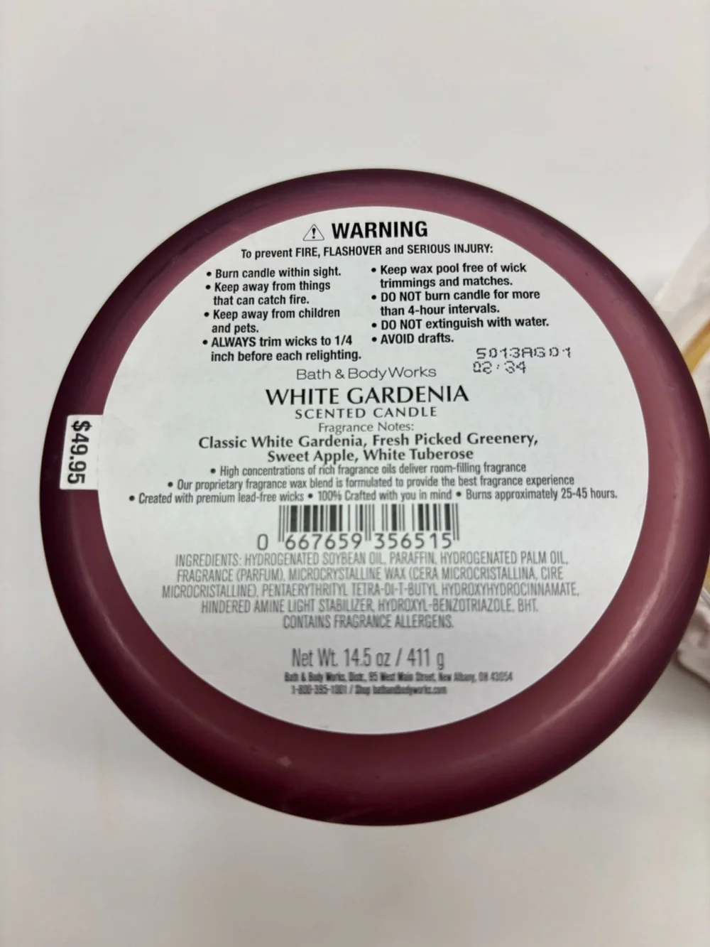 Bath & Body Works Bunny globe topper White Gardenia